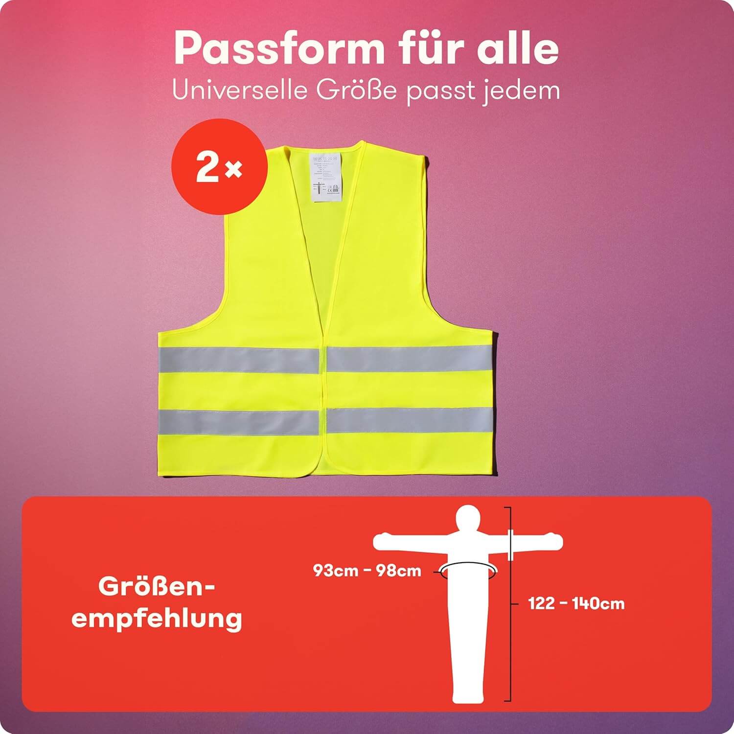 Kfz-Warnwesten 2er-Set für Kinder (5–12 Jahre)
