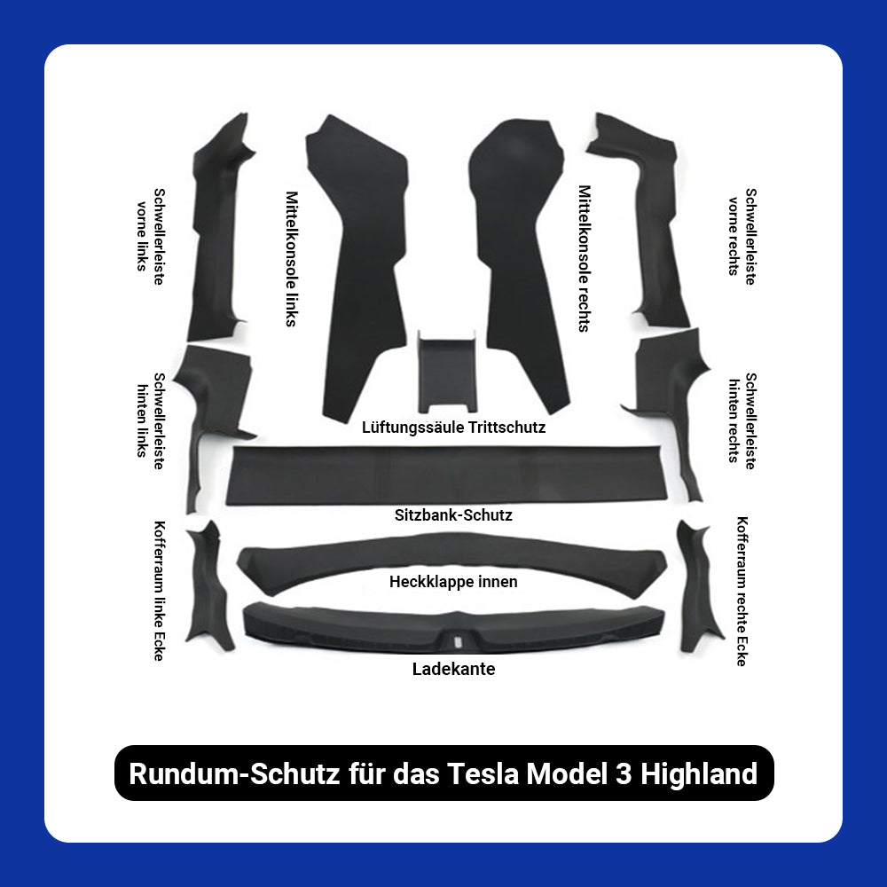 Tesla Model 3 2024: Komplett sett med beskyttelseslister (TPE)