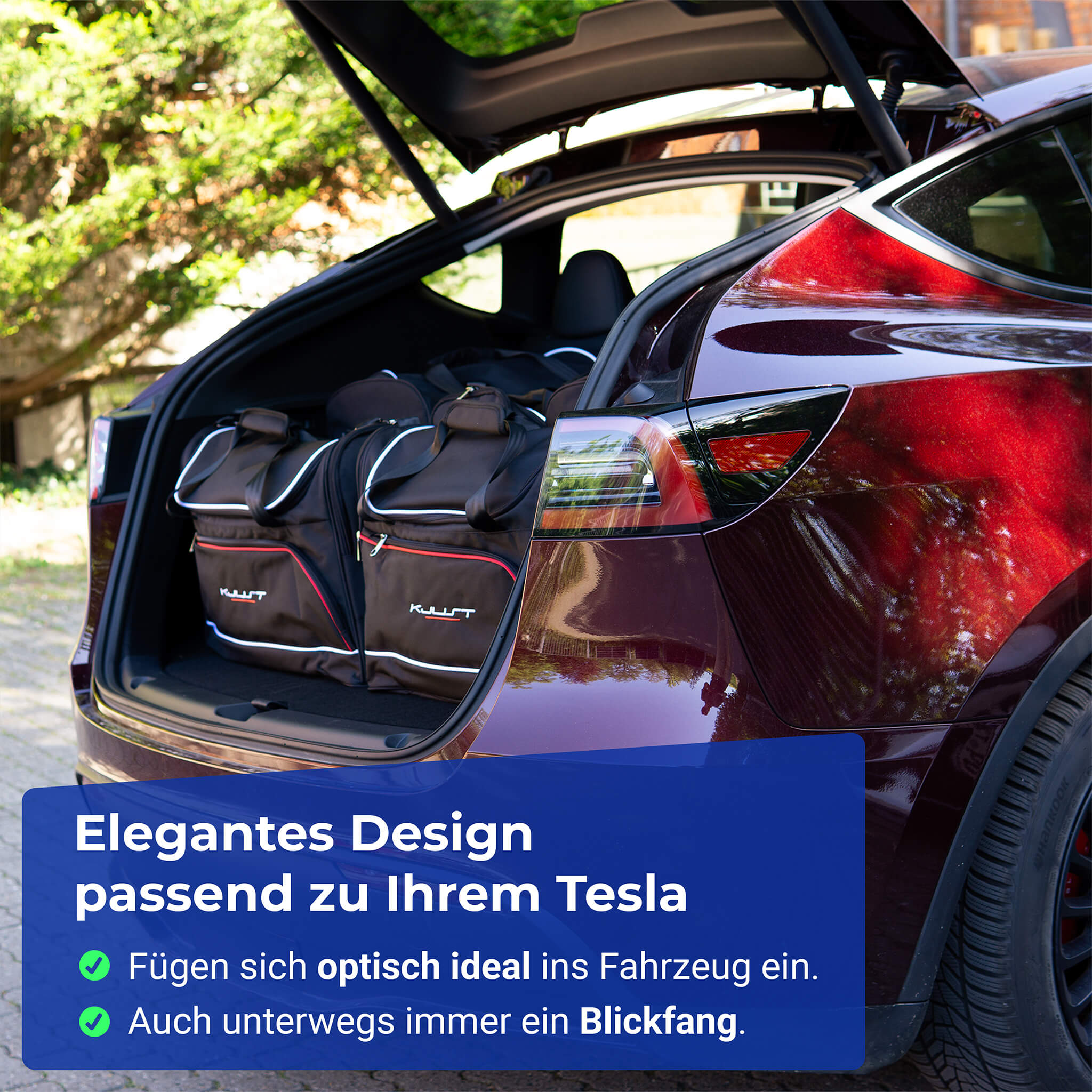 Tesla Model Y: Taschensets für Frunk + Kofferraum