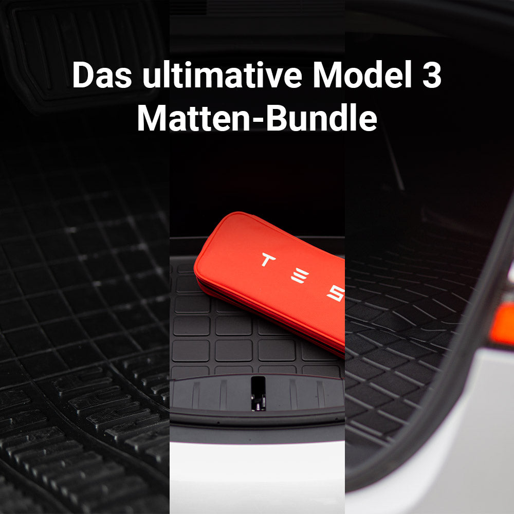 Mattweißes Tesla-Innenraum-Upgrade-Kit für Model 3/Y - 2021-2023 Model 3 /  Verbesserte vordere und hintere Kofferraummatte * 4 Stück