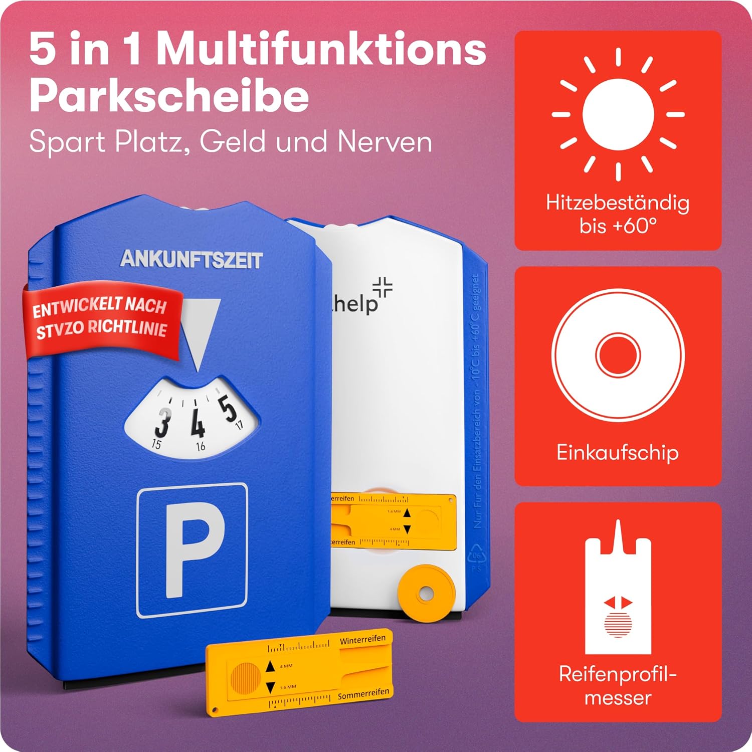Parkscheibe 5-in-1 (StVO-konform)