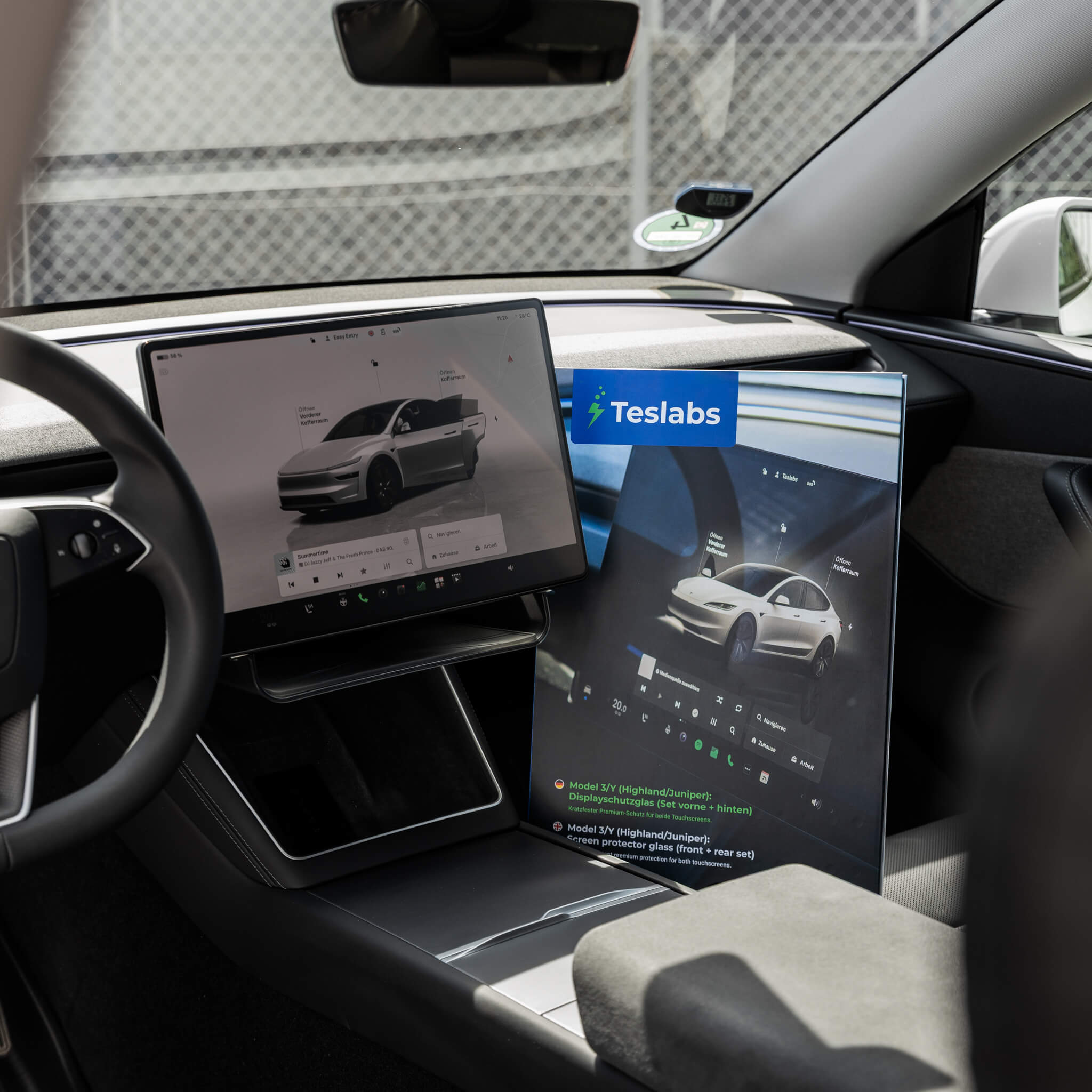 Tesla Model 3 2024-2026: Screenprotectorglas (set voor voor en achter)