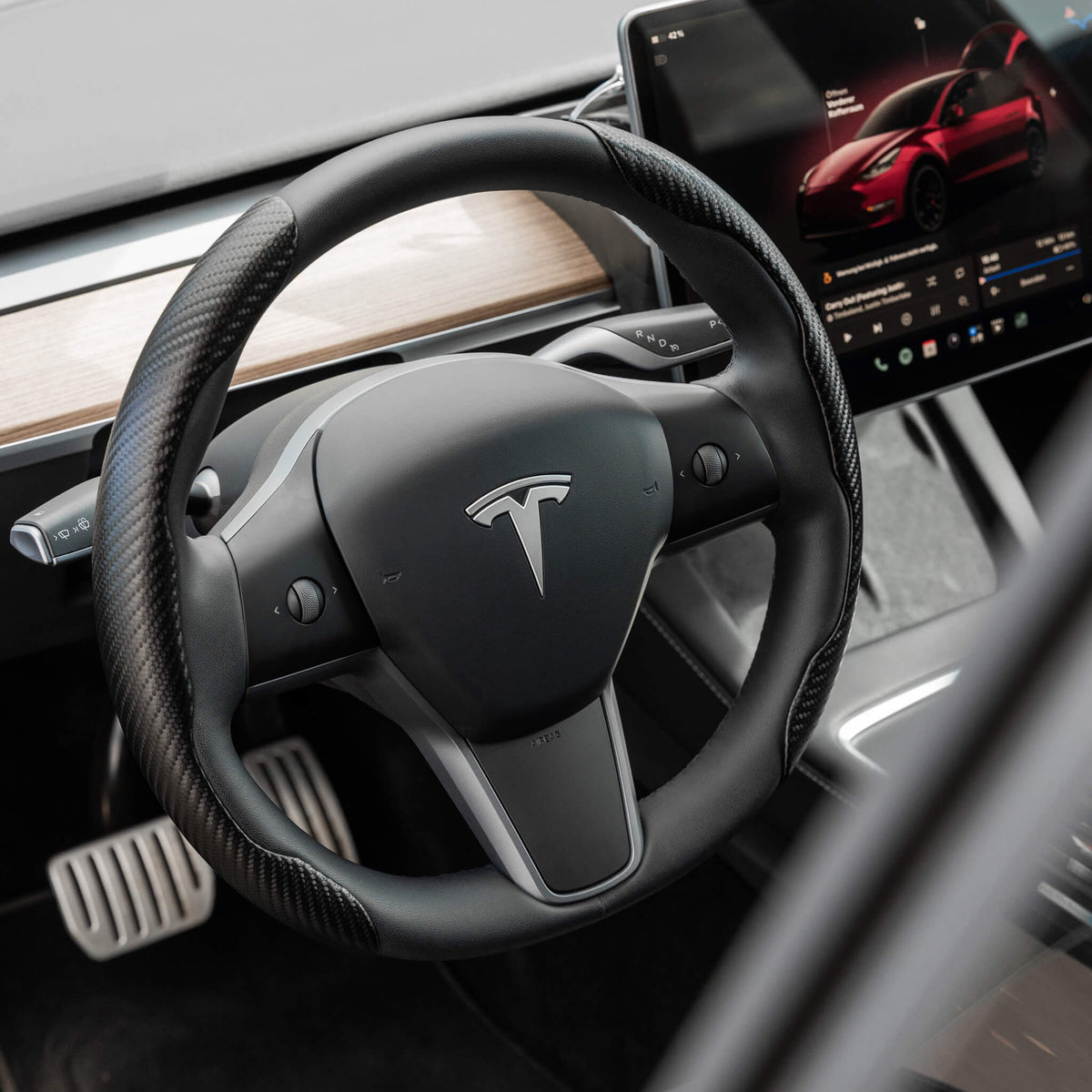 Tesla Model 3/Y : Volant carbone extérieur