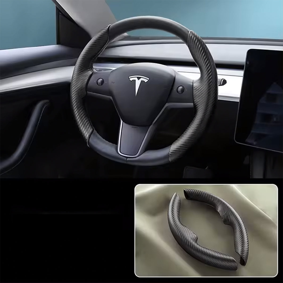 Tesla Model 3/Y: Carbon-Lenkrad außen