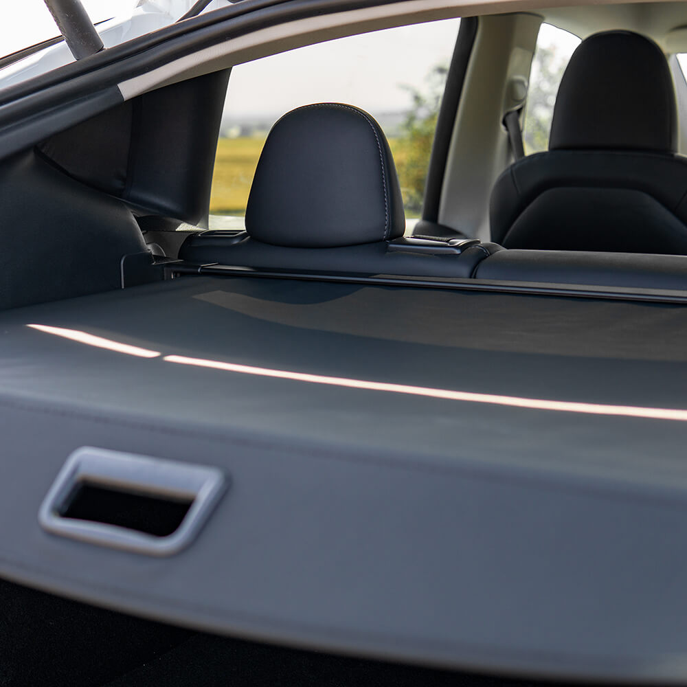 FERY Auto Einziehbare Hintere Kofferraum Hutablage für Tesla modèle Y 2020  2021, Einziehbarer Auto Laderaumabdeckung Ausziehbar Kofferraum Schutz